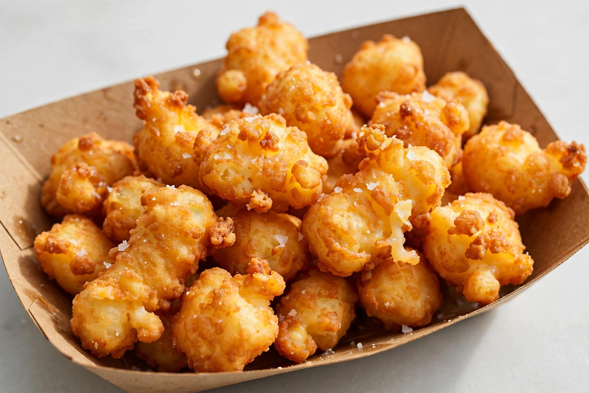 Golden fried cheese curds